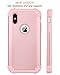 BENTOBEN Compatible with Phone Case iPhone Xs/iPhone X, Full Body Heavy Duty Shockproof Drop Protection 3 in 1 Hybrid Hard PC Anti-Slip Soft Rubber Bumper Protective Cover for Girls Women, Rose Gold