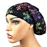 Christmas Snowflakes Surgical Scrub Hat Winter Boho Nurse Cap Euro Style Adjustable Bouffant