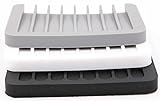 LeBeila Silicone Soap Dish Holder 3 Modern Soap Dishes Set Rectangle Soapdish Tray Concave Rubber Saver Holders Silicon Drainer for Shower, Bathroom, Kitchen, Bar, Bathtub (3PCS, Black White Gray)