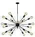 VINLUZ Modern Farmhouse Chandelier Lighting-18 Lights Sputnik Chandelier Black Industrial Pendant Semi-Flush Mount Ceiling Light Fixture