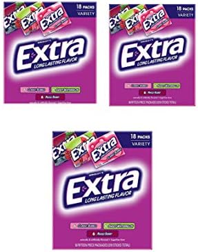Extra Fruit Sugar Free Gum Variety Pack, 18 Packs (3 Pack)