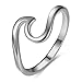 Bamos Minimalism 925 Sterling Silver Opal Wave Ring for Girls Daily Wear