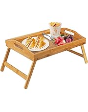 Bamboo Bed Tray Table With Foldable Legs, Breakfast Tray for Sofa, Bed, Eating, Working, Used As Laptop Desk Snack Tray By Pipishell
