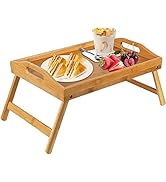 Pipishell Bamboo Bed Tray Table with Foldable Legs, Breakfast Tray for Sofa, Bed, Eating, Working...