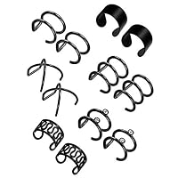 Toporchid Hoop Ear Cuff Clip On Earring Tragus Cartilage Non Piercing Closure Rings Fake No Piercing(black)