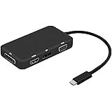 Ultimate 4-in-1 USB-C to 4K HDMI, DVI, VGA DisplayPort DP Hub Adapter, Compact USB 3.1 Type C Multiport UHD Converter for Mac