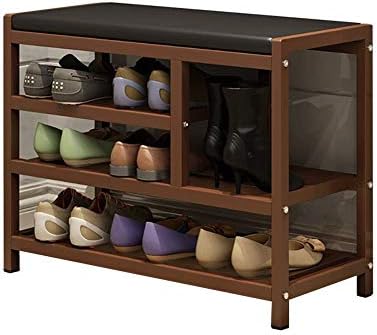 Metal Shoe Boots Rack Bench Long 65 cm Iron 3 Tiers Shoe Storage Shelf for Entryway Hallway Living Room (Color : Coffee Color)