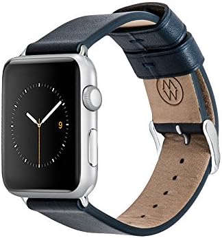 Monowear MWLTBU20MTSI Leather Bracelet with Matte Adaptor 38 mm Blue/Silver