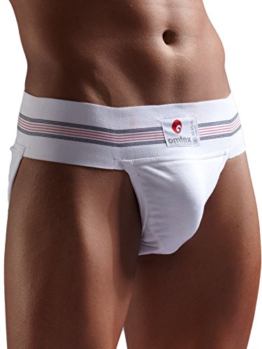 Omtex Tokyo Athletic Cotton Gym Supporter Back Covered with Cup Pocket for Mens White Waist 28 Inches