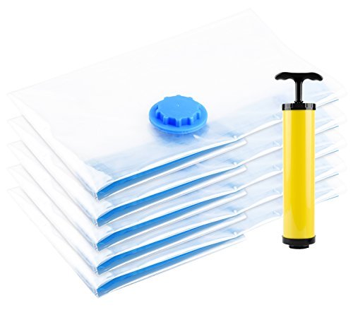 Travel Vacuum Storage Bags, Nogis Space Saver Bags for 85% More Compression ,Double-Zip Seal, Triple Seal Turbo-Valve with Travel Hand Pump - Small Size (5 Pack)