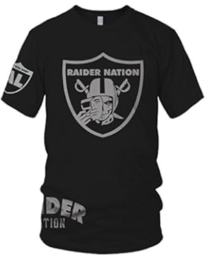 Raider Nation Skull T-Shirt (New) Oakland Silver & Black Al Davis Edition