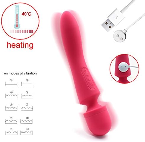 TUU Dual Independent Motor Wand Massager -with Tail Heating Therapeutic - Muscle &amp; Sports Recovery - Full Silicone Massage for Best Couples Body Relaxation