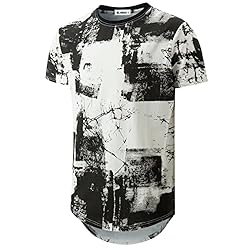 KLIEGOU Mens Hipster Hip Hop Ripped Round Hemline