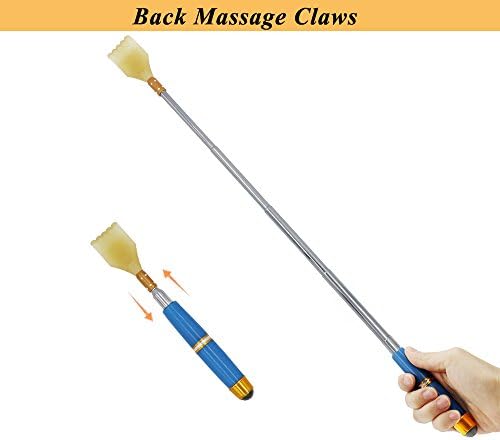 Back Scratcher with Extendable Rod 2 in 1 Handheld Massage Stick Body Shiatsu Massager for Men Women Children - Blue