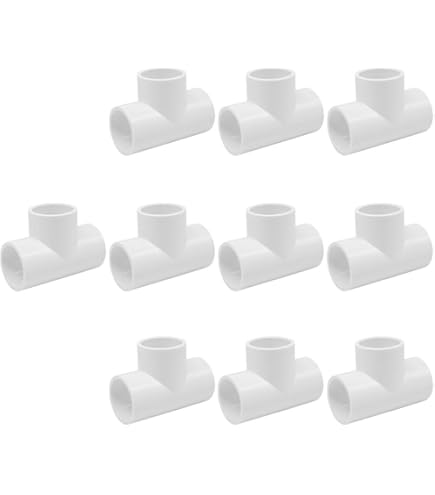 Lesso 1/2 Inch PVC Tee Fitting - Schedule 40 White (5 Pack) - FIPT X FIPT X FIPT