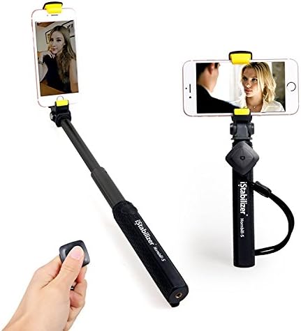 iStabilizer Selfie Stick iPhone 6 with Sperated Bluetooth Remote Shutter Control for iOS iPhone 5 5s 6s and Andriod Samsung Galaxy Phones 2 Patens Black Size S
