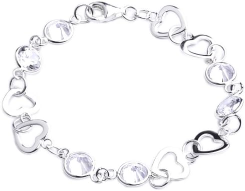 Bracelet Cœur Femme En Argent 925 - Ajustable, Avec Charm Cœur, Finition Or Blanc Ou Or 14K
