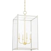 Hudson Valley Lighting Chaselton - 4 Light Lantern-28.25 Inches Tall and 15 Inches Wide-Aged Brass/Off White Finish -Traditio
