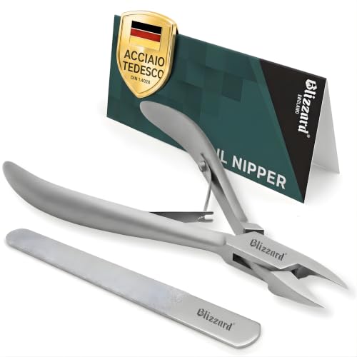 Blizzard Professional Toe Nail Nippers for Ingrown and Thick Nails – Podiatry Nail Clippers in Stainless Steel – For Elderly and Men – Pedicure Set with File – 13 cm Straight Cut