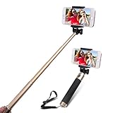 Self Selfie Stick, Luxsure® Gold Self Portrait Monopod Extendable Handheld Wireless Bluetooth Selfie Stick with Universal Phone Holder for iPhone 6, iPhone 6 Plus, Samsung Android Smartphone
