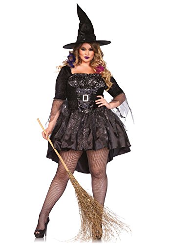 Leg Avenue Women's Plus-Size 2 Piece Black Magic Mistress Witch Costume, Black, 1X