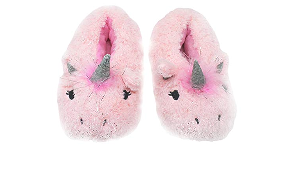 Amazon.com: Pantuflas de unicornio rosa de peluche para niñas pequeñas  (tallas 10-4) : Ropa, Zapatos y Joyería
