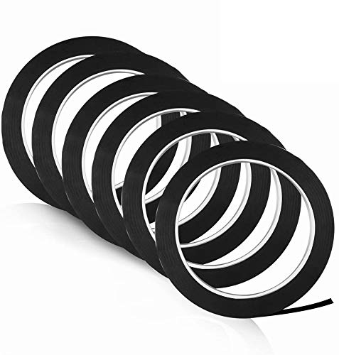 3mm Whiteboard Tape, Pyhot Black 216feet/66m Gridding Tape Graphic Chart Art Tape for Offices Whiteboard Marker Scrapbooks Line Charts Decor (6 Rolls)