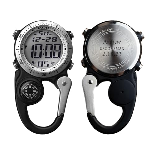Dakota Personalized Outdoor Gear and Workwear for Men, Engraved Digital Clip Watch, Customized Groomsmen, Corporate and Father's Day Gifts