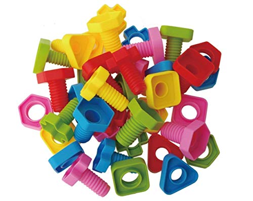 Jumbo Nuts and Bolts Set with Toy Storage and Book | Montessori Toddler Rainbow Matching Game Activities | Fine Motor Skills Autism Educational Toys for Baby, 1, 2, 3 Year Old Boy and Girl | 40pcs â€¦
