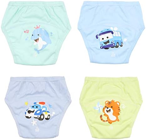 Flyish Adult Baby Washable Training Pants Child Reusable Potty Pants Toddler Urine Absorption Underwear Made of Pure Cotton Lovely and Comfortable 4 Packs Size 2-5 Years - Multicolour - 4-5 Years