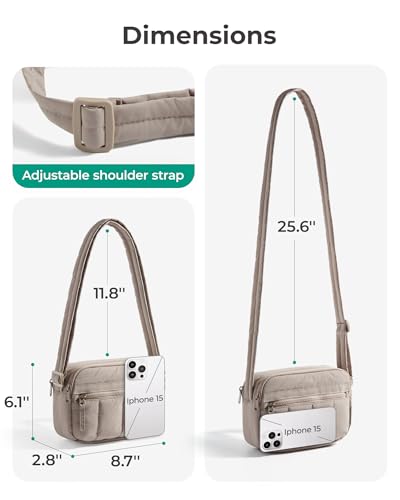 bagsmart Crossbody Bags for Women, 2.4L Anti Theft RFID Blocking Mini Puffy Cross Body Purse Shoulder Handbag for Travel Daily Hiking