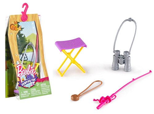 Barbie Camping Fun Accessory Pack-Fishing Pole, Compass, Binoculars 4 Pieces