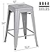 Yaheetech 24 Inches Metal Bar Stools High Backless Indoor/Outdoor Counter Height Stackable Stools Kitchen Counter Chair Island Set of 4 Silver, 331 lb