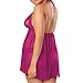 ENJOYNIGHT Women's Sleepwear Plus Size Mini Dress Lingerie Lace Nightwear (2X-large, Rose Red)