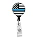 Thin Blue Line - Retractable Lanyard Badge Reel - Nurse ID Name Tag Custom Clip On Badge Holder (1/4 Flag Belt Clip)