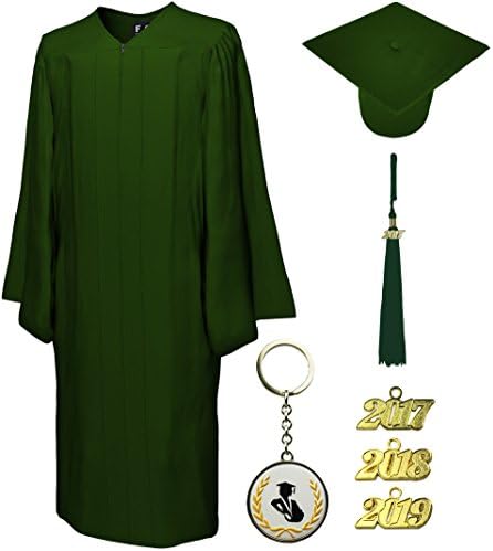 Graduation Cap and Gown and Tassel, Matte, FIT4GRAD forest green, size 57
