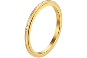 PAURO Women's & Men's 2mm/4mm/6mm/8mm Stainless Steel Multi Colors Sandblast Finish Lucky Worry Ring Band