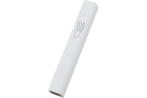 Peer Hastam White Wood Mezuzah Case with Silver Shin - 5.7 Inches (for 4.7 Inches Scroll)