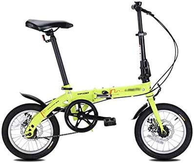 AOHMG Folding Bike Lightweight Single-Speed Foldable Bike, with Comfort Saddle Durable Frame,Green_14in