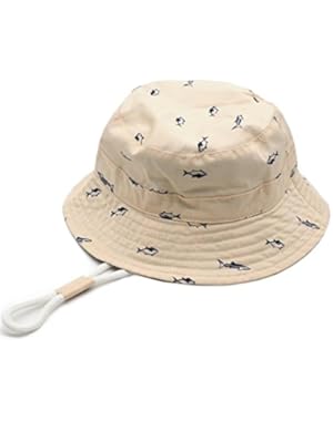 Kids Summer Adjustable Bucket Sun Hat Foldable Beach Fisherman Cap with Chin Strap