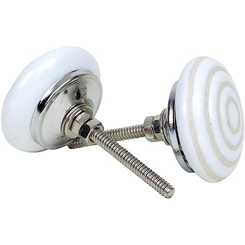 Ajuny Set of 20 Ceramic Furniture Knobs Drawer Cabinet Knobs | White Handmade Vintage Dresser Gloss Finish Decorative Ideal for Kitchen and Bathroom Style
