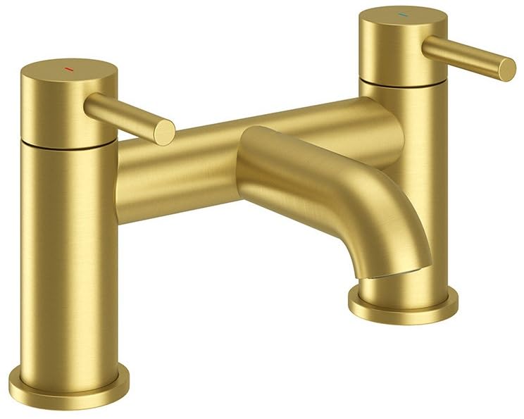 KINGBATH™ Bath Shower Mixer Tap Faucet with Shower Kit Handheld Shower Head Bathtub Bathroom Filler Sink Hot and Cold Solid Brass Modern Double Lever Handle Brushed Brass Gold