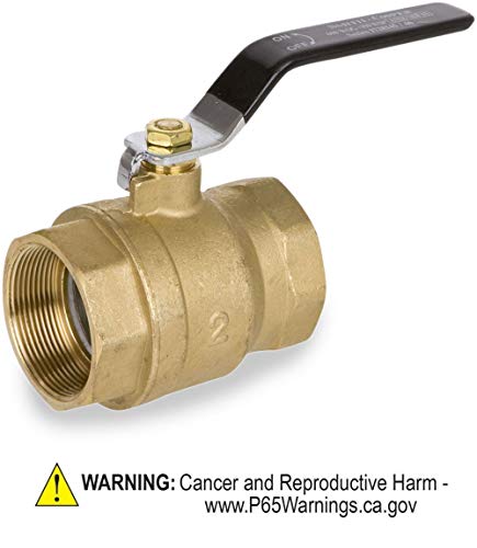 Smith-Cooper International 01728145N 8145 Series Brass Ball Valve, Inline, Lever Handle, NPT Female, Non-Potable Water Use Only, 2"