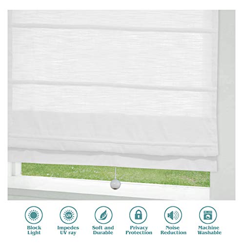 Cordless Roman Shades Window Shades, White Blackout Light Filtering Custom Window Roman Blinds