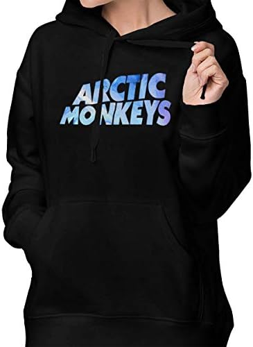 Weiheiwec 9 Women's Artic Monkeys Pullover Hooded Sweatshirt with Pocket Black