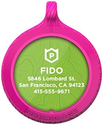 Personalized Pawscout Smart Tag for Dogs and Cats - Pink with Topography Nameplate