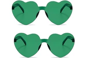 ALVOGIMOR 2 Pack Heart Shape Sunglasses,Colorful Rimless Sunglasses Transparent Heart Glasses Candy Color Eyewear