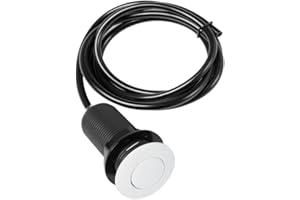 CLEESINK Air Activated Switch Button with Air Hose, Sink Top White Push Button for Food Waste Garbage Disposal Part (LONG, 4 Inch)