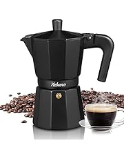 Yabano Stovetop Espresso Maker, 6 Cups Moka Coffee Pot Italian Espresso for Gas or Electric Ceramic Stovetop, Italian Coffee maker for Cappuccino or Latte, Black