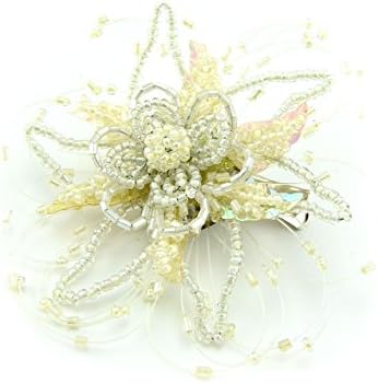 Meilliwish Elegant Beautiful Flower Corsage Brooch Pin for Women (A97)(White)